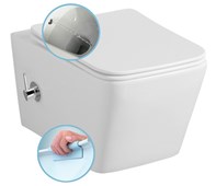 PORTO CLEANWASH závěsná WC mísa Rimless, integrovaná baterie a bidet. sprška, 36x5cm, bílá PZ102RX