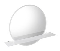 VISO kulaté zrcadlo s LED osvětlením a policí ø 70cm, bílá mat VS070-01