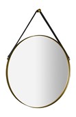 ORBITER kulaté zrcadlo s koženým páskem ø 60cm, zlato mat ORT060G