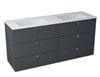 MITRA umyvadlová skříňka s umyvadlem, 3 zásuvky, 150x70x46 cm, antracit 2XMT0821601-150