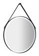 ORBITER kulaté zrcadlo s LED osvětlením ø 60cm, kožený pásek, černá mat ORL060